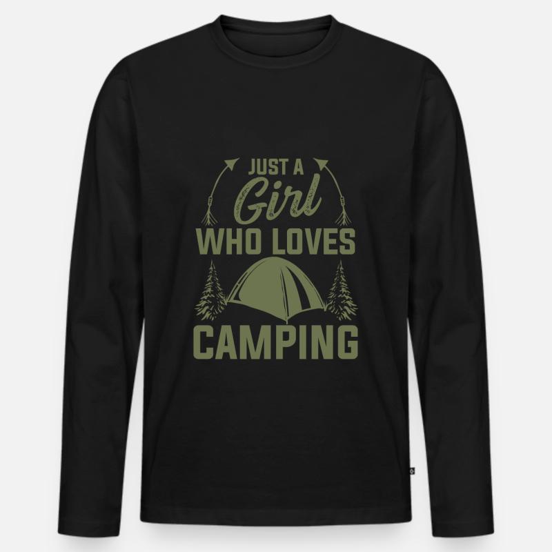 mädchen liebt camping - Männer Premium Bio Langarmshirt - Schwarz