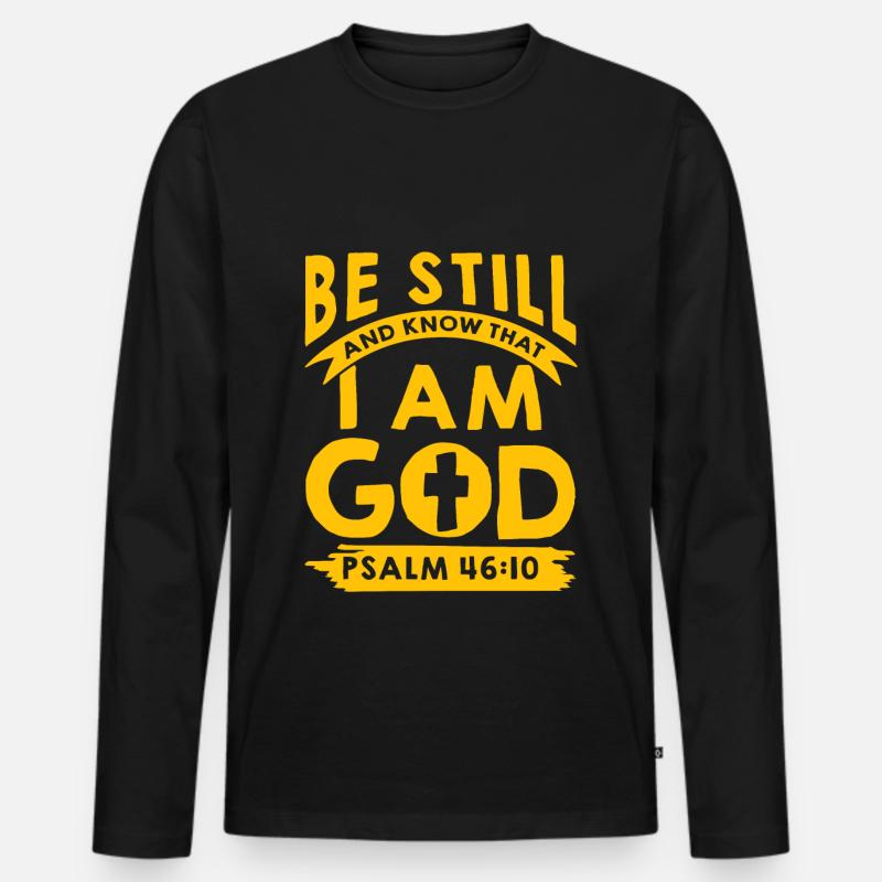 ich bin dein gott psalm - Männer Premium Bio Langarmshirt - Schwarz