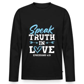 bible de la vérité dans l’amour - T-shirt manches longues Premium bio Homme - noir - Devant - Nico (187cm)