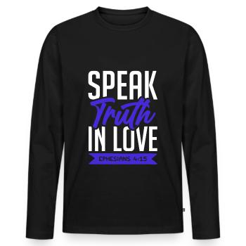 la vérité dans l’amour - T-shirt manches longues Premium bio Homme - noir - Devant - Nico (187cm)