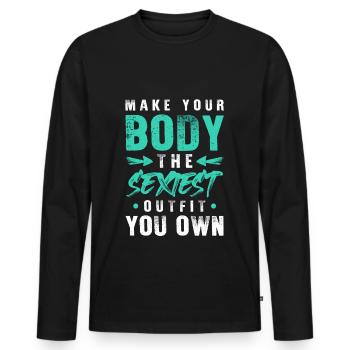 fitness corporel sexy - T-shirt manches longues Premium bio Homme - noir - Devant - Nico (187cm)