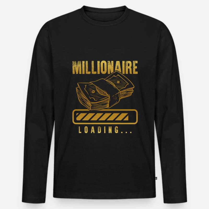 millionär loading - Männer Premium Bio Langarmshirt - Schwarz