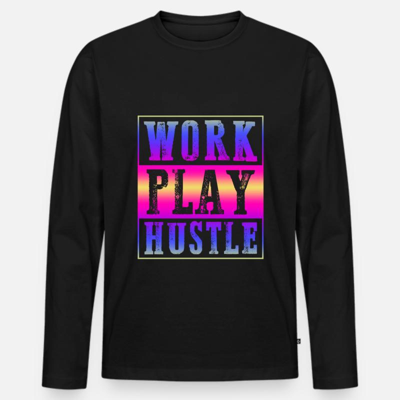 arbeit hustle - Männer Premium Bio Langarmshirt - Schwarz