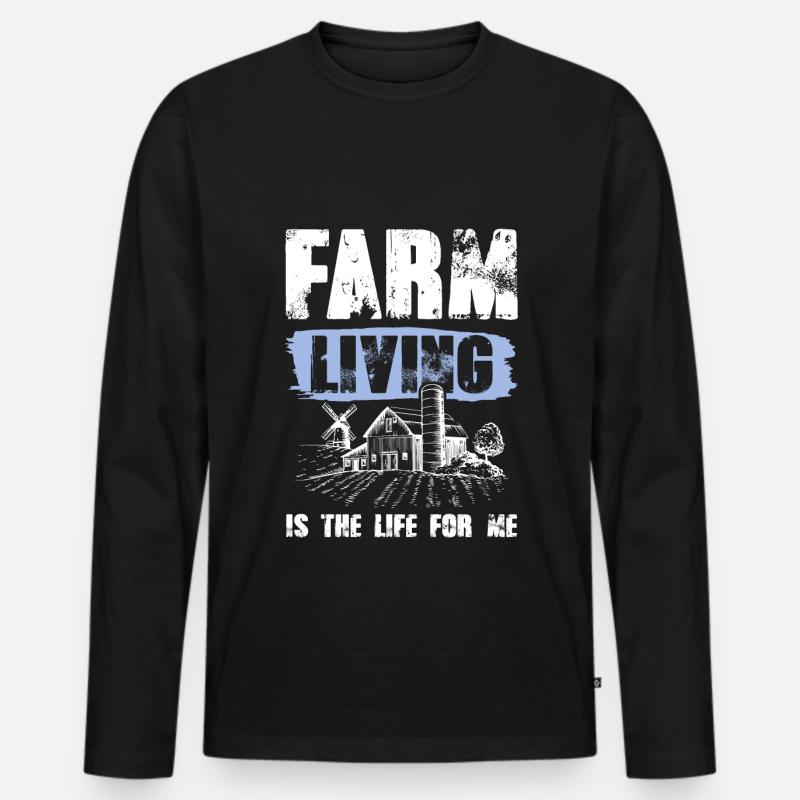 farmer leben - Männer Premium Bio Langarmshirt - Schwarz
