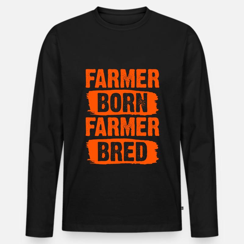 farmer geboren - Männer Premium Bio Langarmshirt - Schwarz