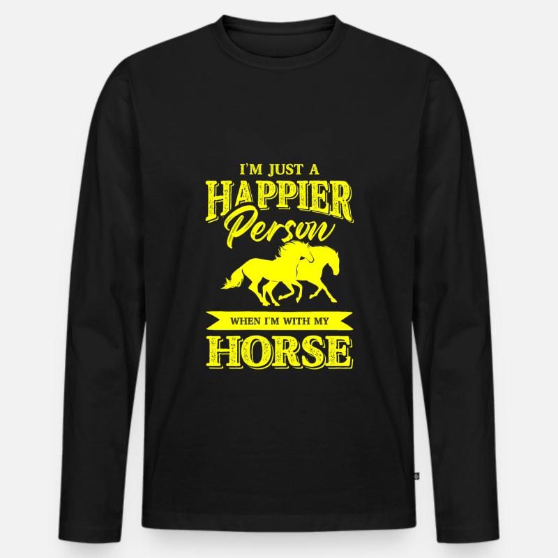 pferde reiten - Männer Premium Bio Langarmshirt - Schwarz