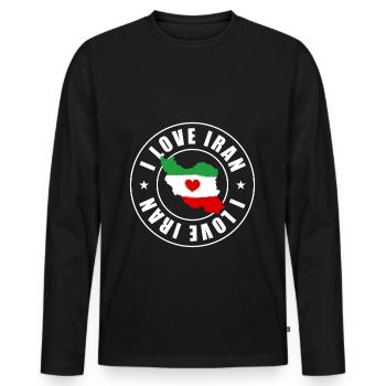 J’aime l’Iran - T-shirt manches longues Premium bio Homme - noir - Devant - Nico (187cm)