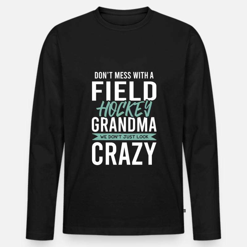 fieldhockey großmutter - Männer Premium Bio Langarmshirt - Schwarz