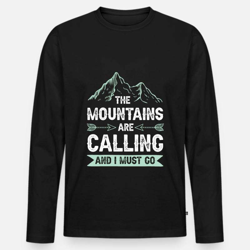 Mountains are calling - Männer Premium Bio Langarmshirt - Schwarz