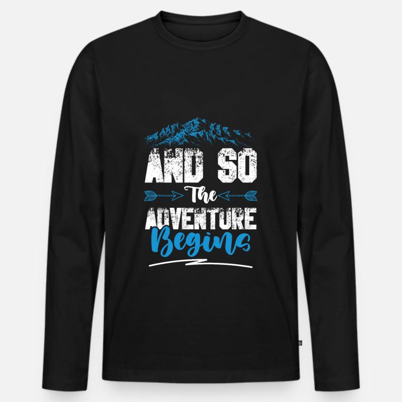 abenteuer beginnt klettern - Männer Premium Bio Langarmshirt - Schwarz