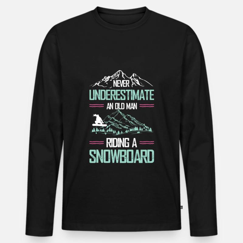 snowboarder alter mann - Männer Premium Bio Langarmshirt - Schwarz