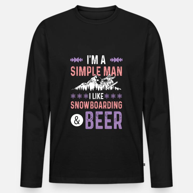snowboarding und bier - Männer Premium Bio Langarmshirt - Schwarz
