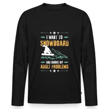 Ignore snowboarding problems - Men's Premium Organic Long Sleeve Shirt - black - Front - Nico (187cm)