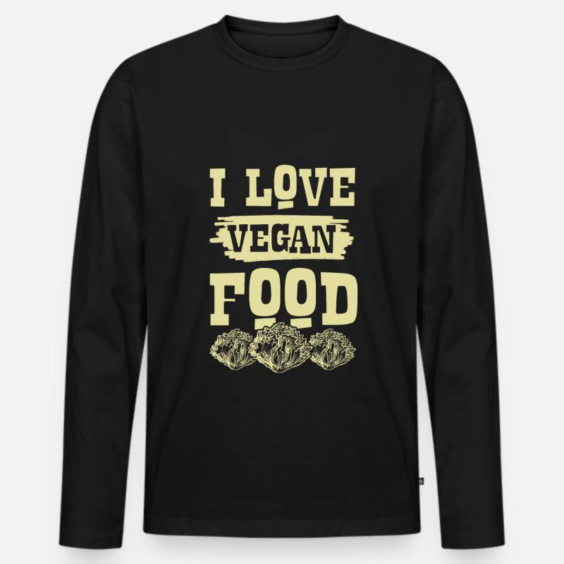 I Love Vegan - Männer Premium Bio Langarmshirt - Schwarz