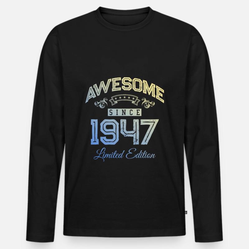 1947 awesome since - Männer Premium Bio Langarmshirt - Schwarz