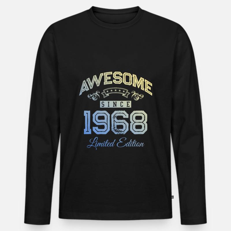 1968 awesome since - Männer Premium Bio Langarmshirt - Schwarz