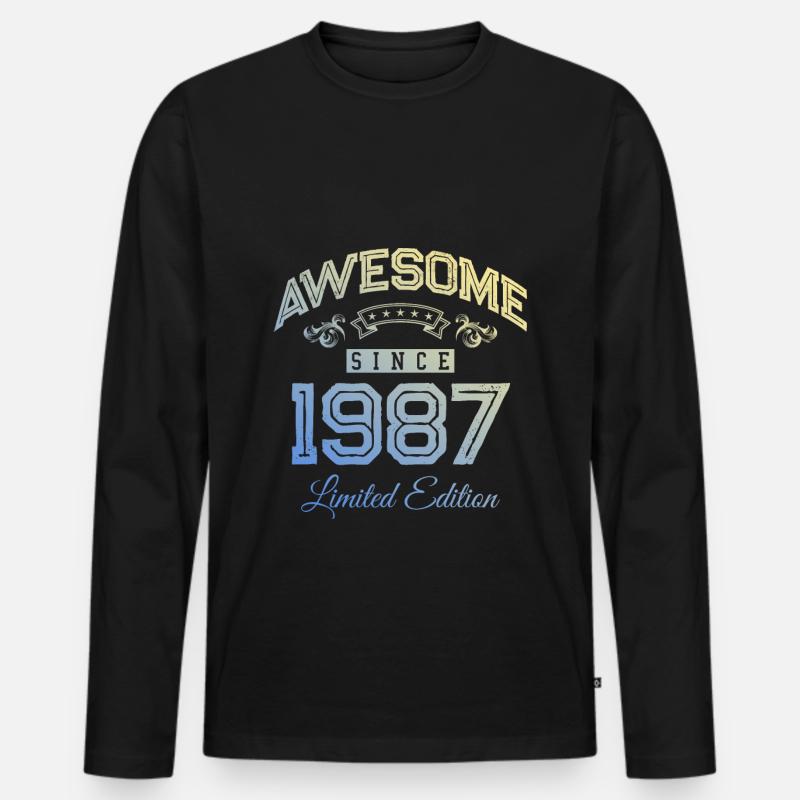 1987 awesome since - Männer Premium Bio Langarmshirt - Schwarz