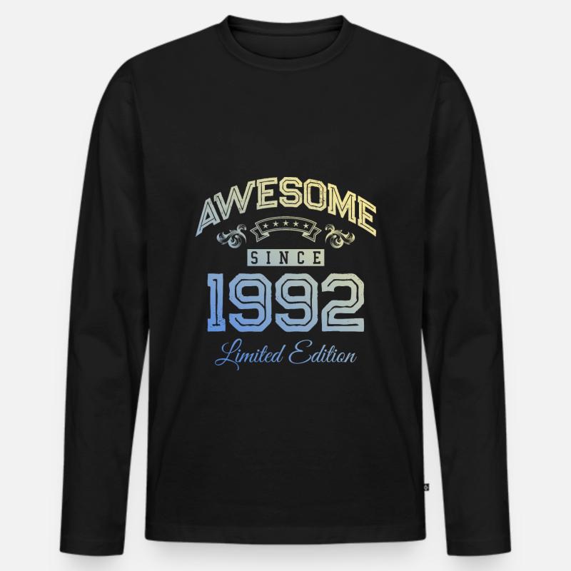 1992 awesome since - Männer Premium Bio Langarmshirt - Schwarz