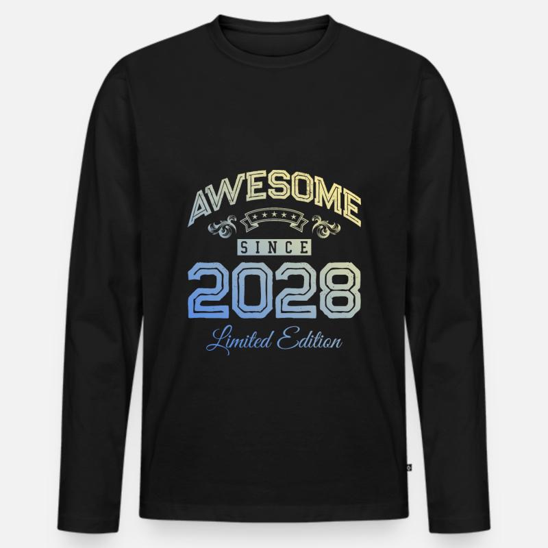 2028 awesome since - Männer Premium Bio Langarmshirt - Schwarz