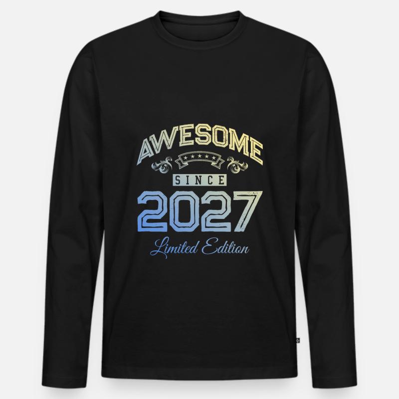 2027 awesome since - Männer Premium Bio Langarmshirt - Schwarz