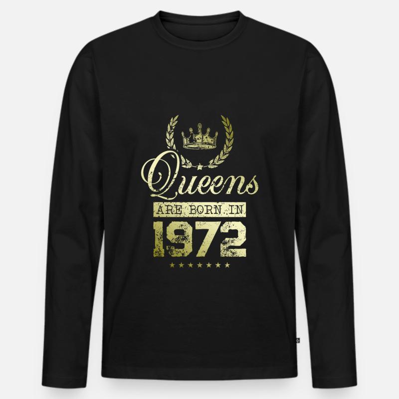 Queens born in 1972 - Männer Premium Bio Langarmshirt - Schwarz