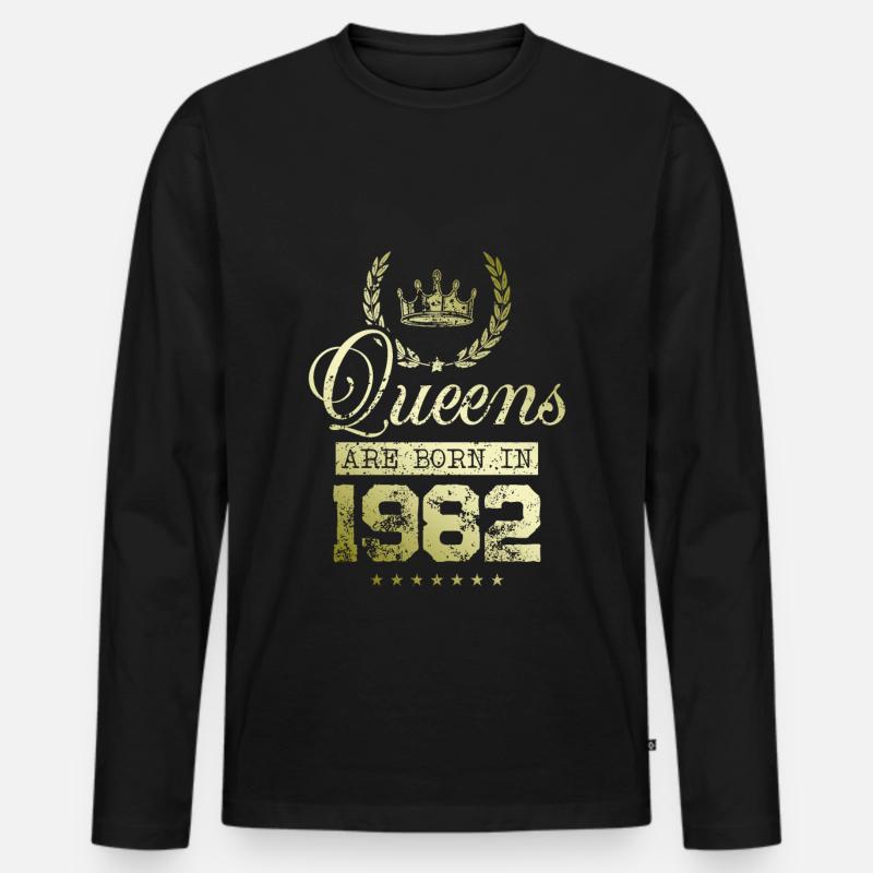 Queens born in 1982 - Männer Premium Bio Langarmshirt - Schwarz