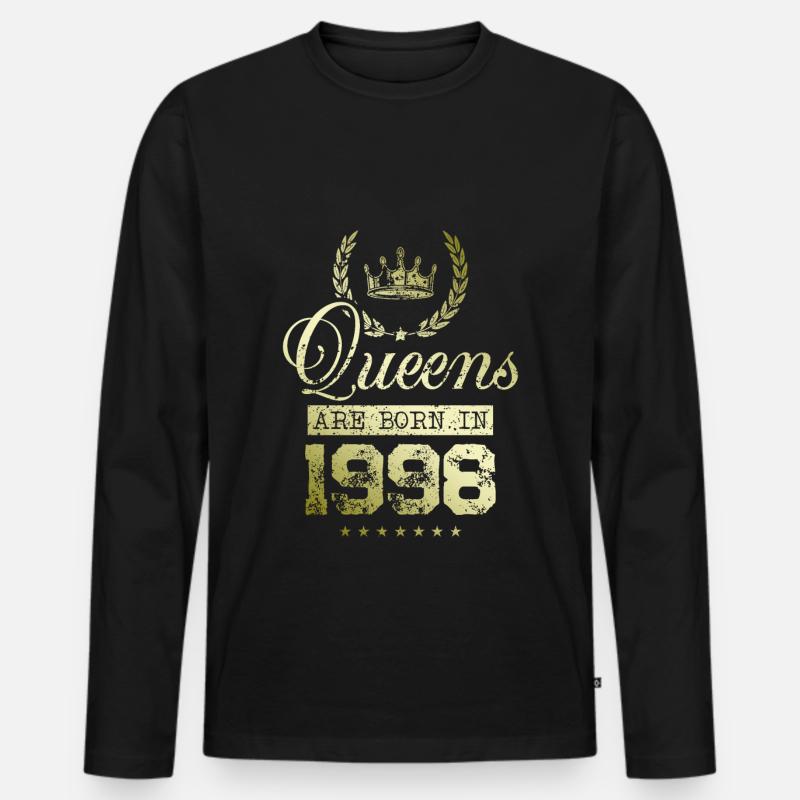 Queens born in 1998 - Männer Premium Bio Langarmshirt - Schwarz
