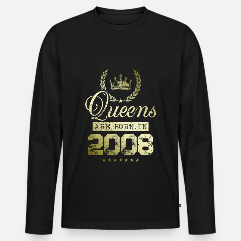 Queens born in 2008 - Männer Premium Bio Langarmshirt - Schwarz