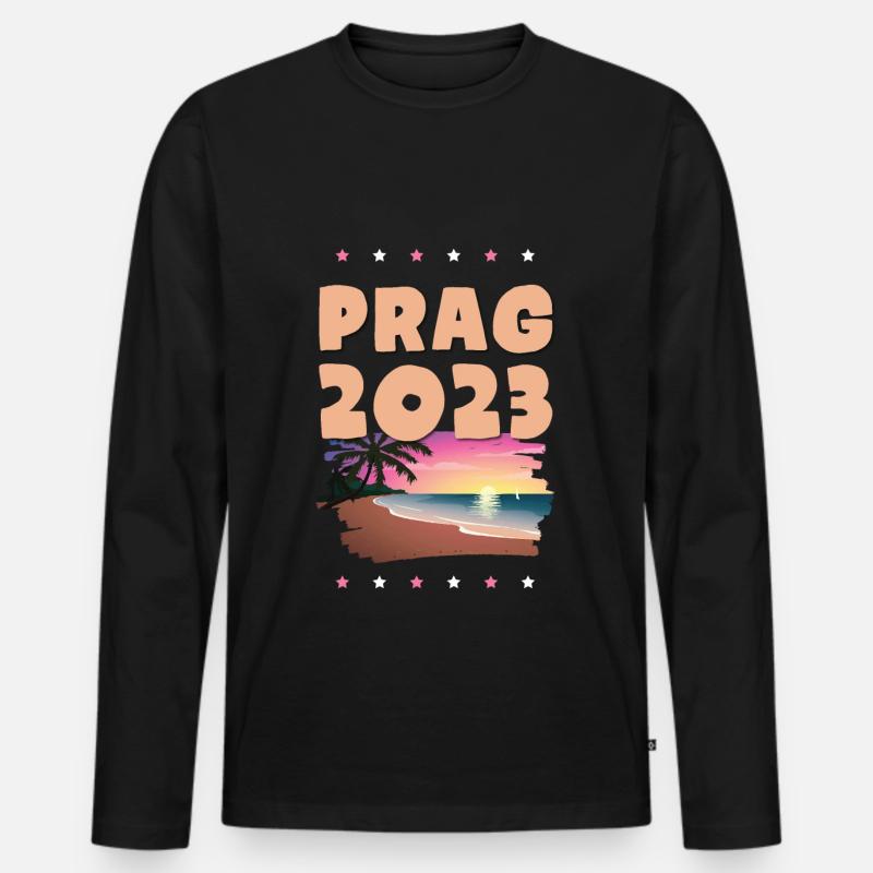 Prag 2023 - Männer Premium Bio Langarmshirt - Schwarz