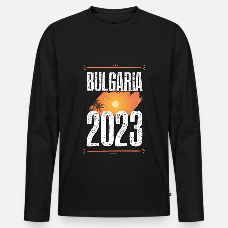 Bulgarien 2023 - Männer Premium Bio Langarmshirt - Schwarz
