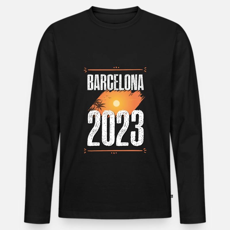 Barcelona 2023 - Männer Premium Bio Langarmshirt - Schwarz