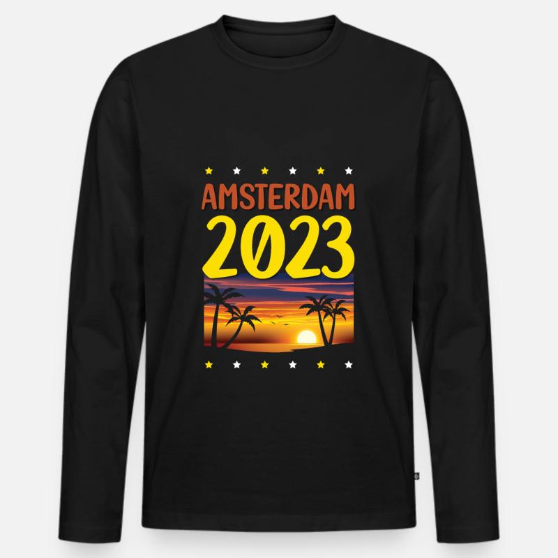 Amsterdam 2023 - Männer Premium Bio Langarmshirt - Schwarz