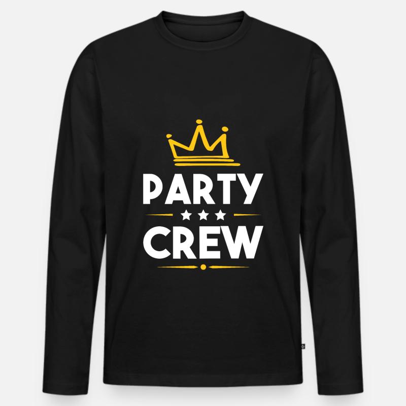 Party Crew - Männer Premium Bio Langarmshirt - Schwarz