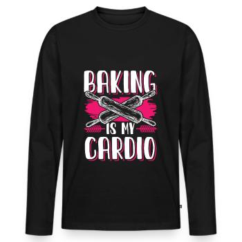 Baking Cardio - Men's Premium Organic Long Sleeve Shirt - black - Front - Nico (187cm)
