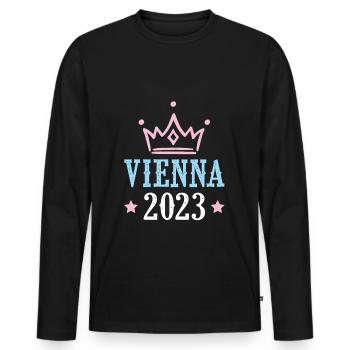 Vienne 2023 Vienne - T-shirt manches longues Premium bio Homme - noir - Devant - Nico (187cm)