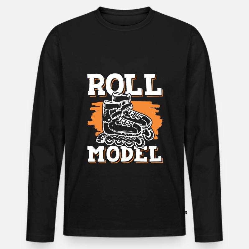 roll skaten - Männer Premium Bio Langarmshirt - Schwarz