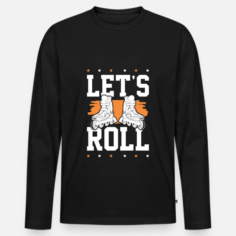skate lets roll - Männer Premium Bio Langarmshirt - Schwarz