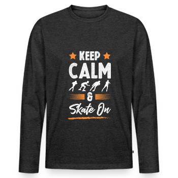 keep calm skate - Men's Premium Organic Long Sleeve Shirt - heather anthracite - Front - Nico (187cm)