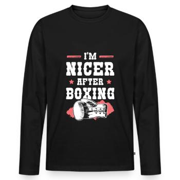 boxer boxen - Männer Premium Bio Langarmshirt - Schwarz - Vorne - Nico (187cm)