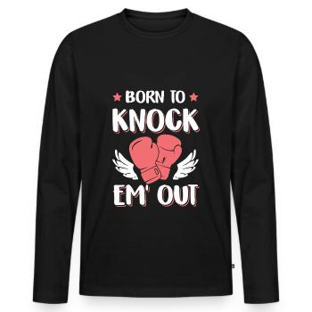 Knock Out Boxing Gloves - Men's Premium Organic Long Sleeve Shirt - black - Front - Nico (187cm)