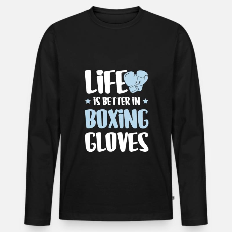 boxer boxhandschuhe - Männer Premium Bio Langarmshirt - Schwarz