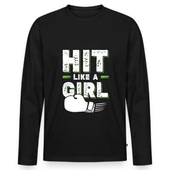 Boxer Girl - T-shirt manches longues Premium bio Homme - noir - Devant - Nico (187cm)