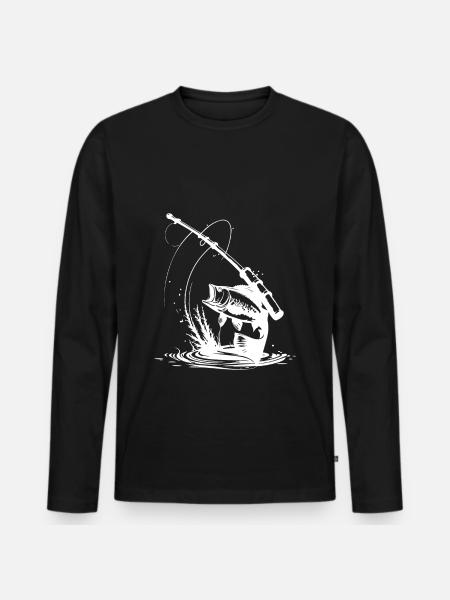 Fischen Symbol Fisch Angeln - Männer Premium Bio Langarmshirt - Schwarz