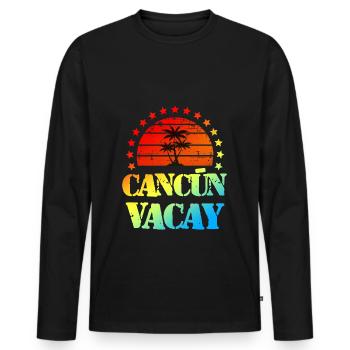 Vacances à Cancun - T-shirt manches longues Premium bio Homme - noir - Devant - Nico (187cm)