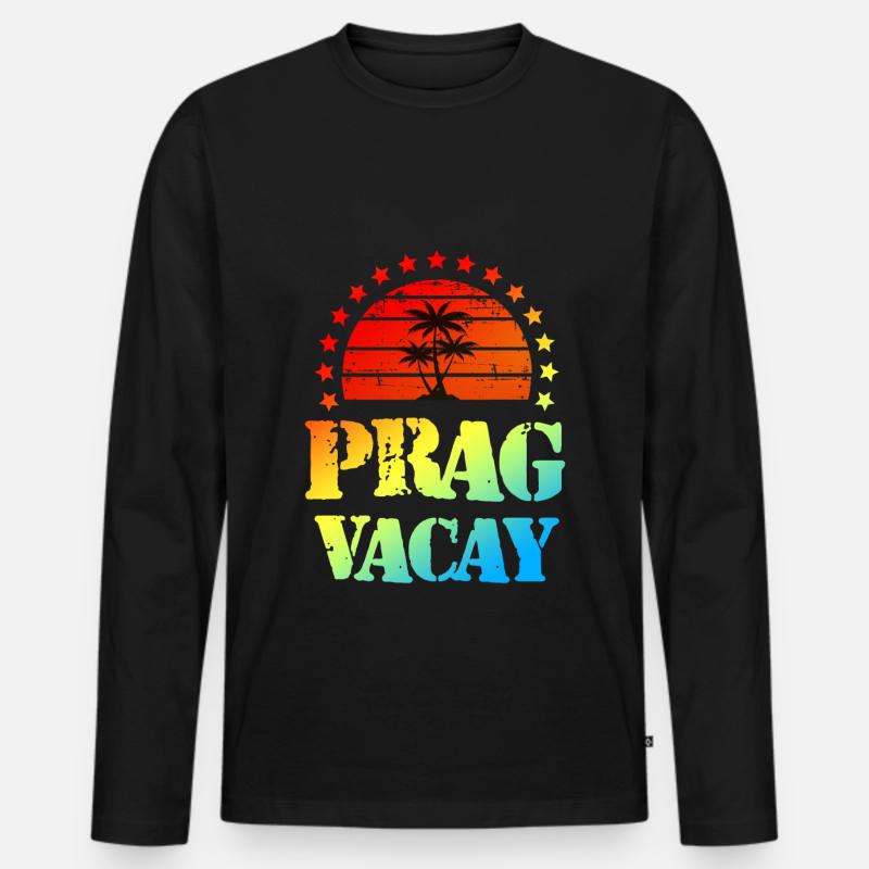 Prag Urlaub - Männer Premium Bio Langarmshirt - Schwarz