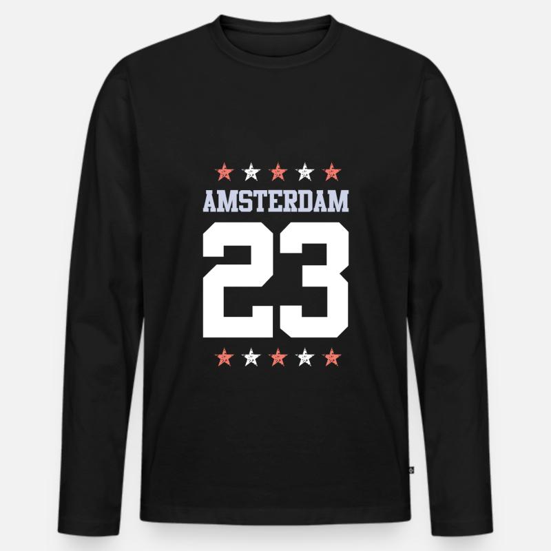 Amsterdam 23 - Männer Premium Bio Langarmshirt - Schwarz