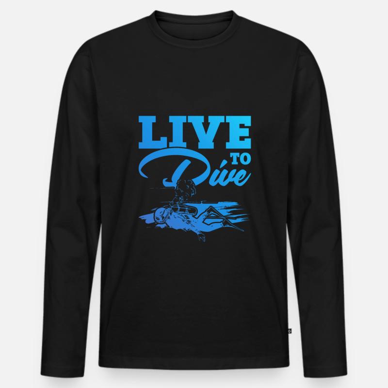 leben um zu tauchen - Männer Premium Bio Langarmshirt - Schwarz