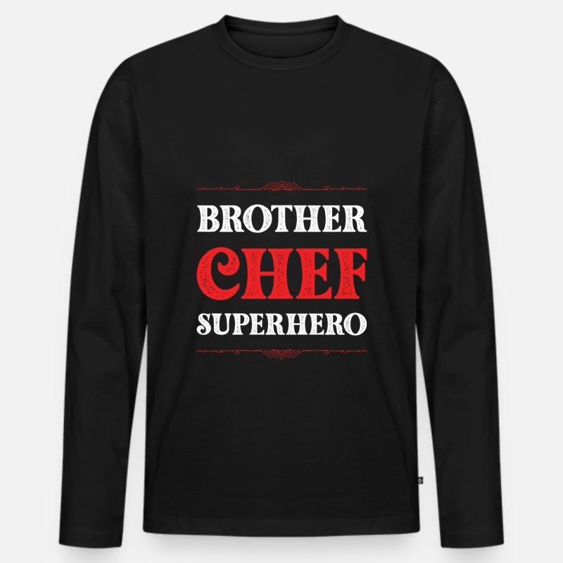 Bruder Chef Superheld - Männer Premium Bio Langarmshirt - Schwarz