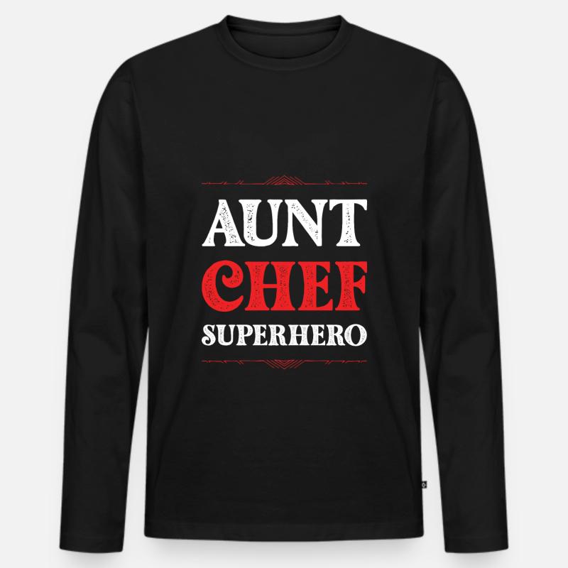 Tante Chef Superheld - Männer Premium Bio Langarmshirt - Schwarz