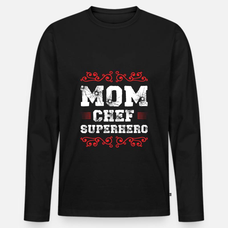 Mom Chef Superheld Mama - Männer Premium Bio Langarmshirt - Schwarz